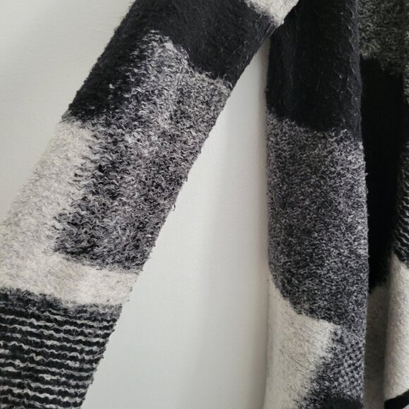 Lucky Brand Draped Open Front Waterfall Black White Cardigan Women Size M - Picture 15 of 15